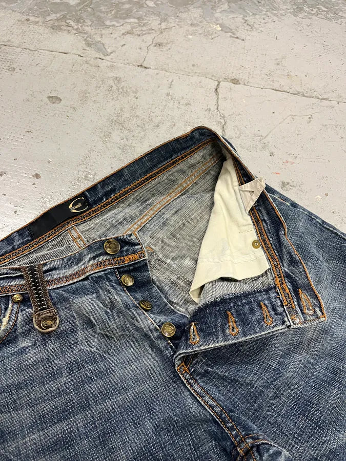 2000s Cavalli Distressed Blue Denim Jeans uASfdfp 10