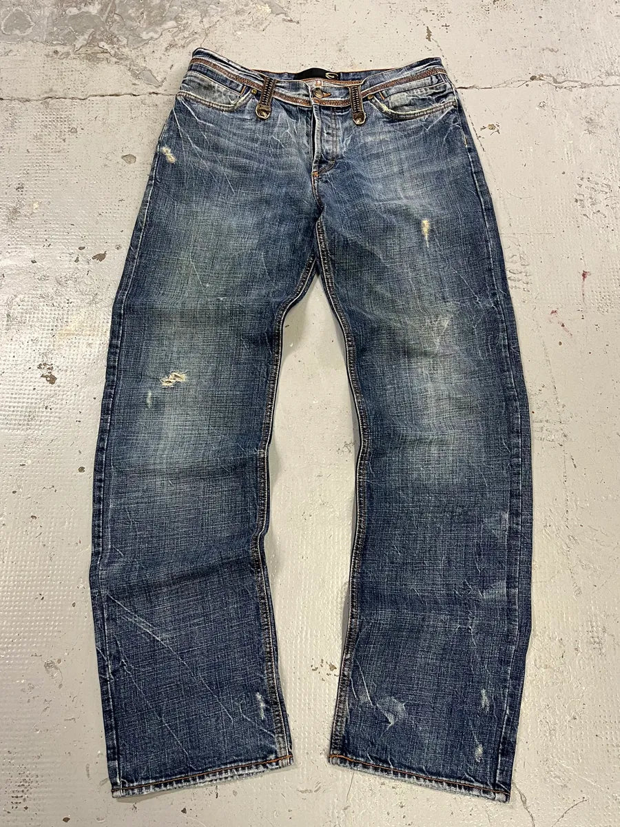 2000s Cavalli Distressed Blue Denim Jeans uASfdfp 3