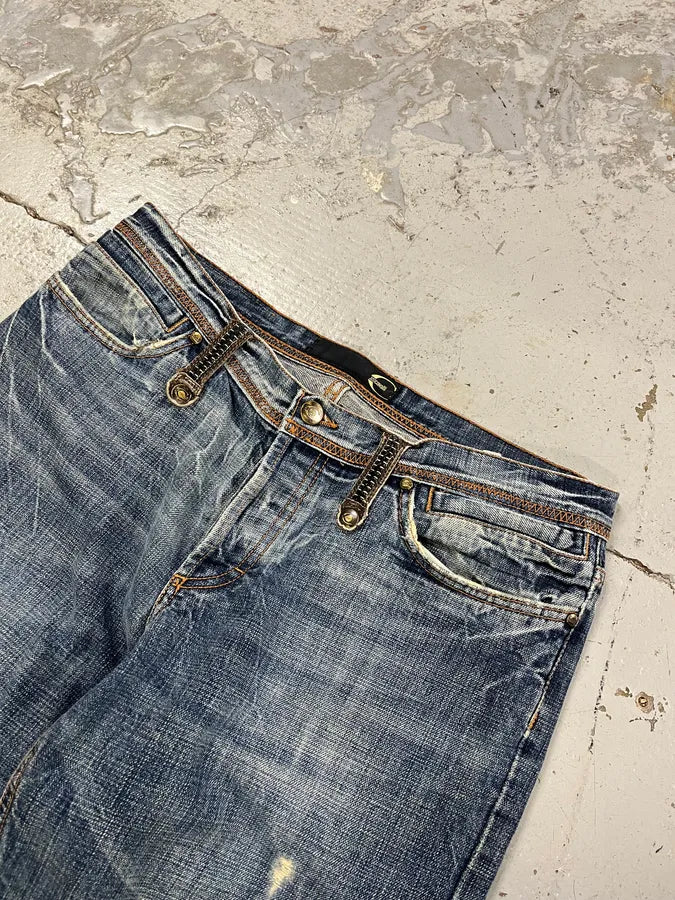 2000s Cavalli Distressed Blue Denim Jeans uASfdfp 6
