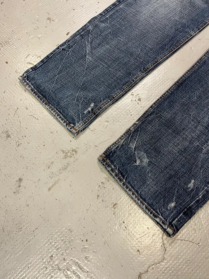 2000s Cavalli Distressed Blue Denim Jeans uASfdfp 7