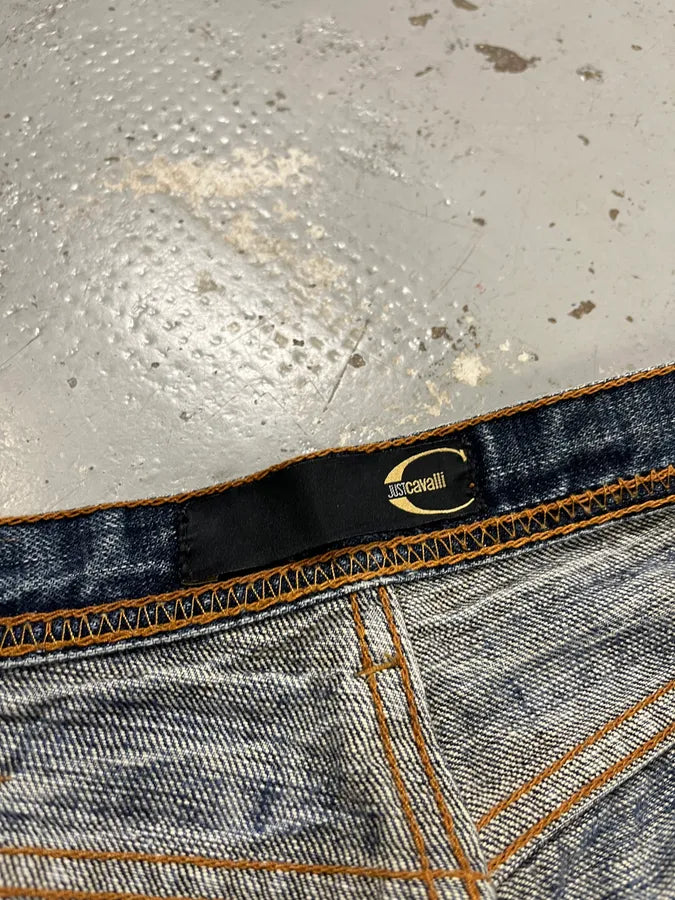 2000s Cavalli Distressed Blue Denim Jeans uASfdfp 9