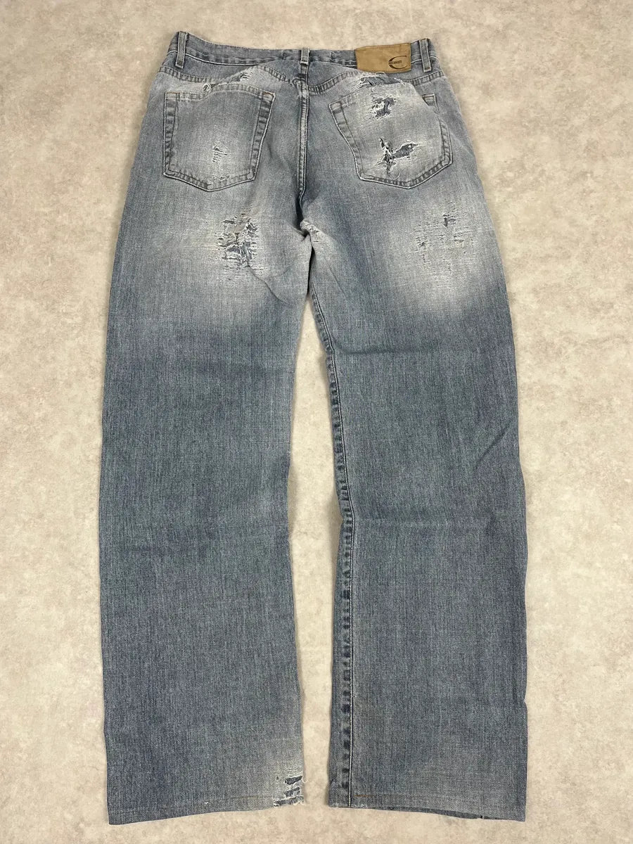 2000s Cavalli Distressed Light Blue Denim Jeans PhnzExr 6