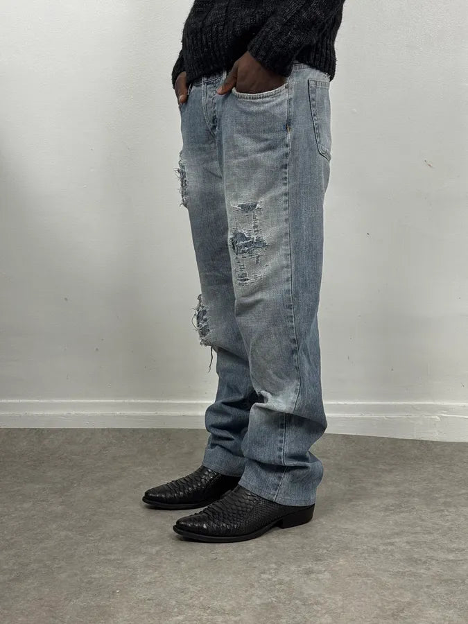 2000s Cavalli Distressed Light Blue Denim Jeans PhnzExr 2