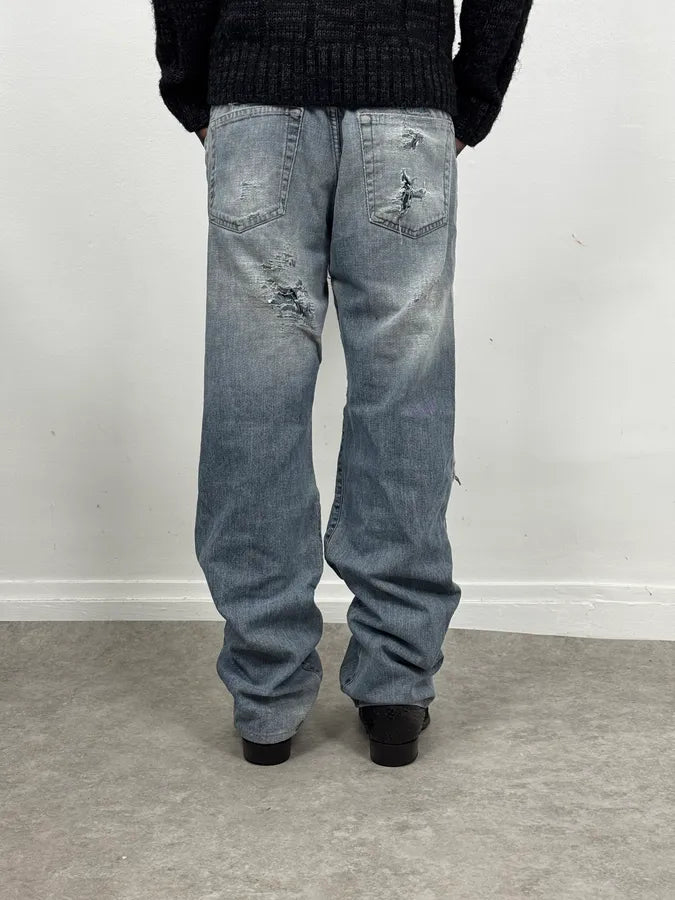 2000s Cavalli Distressed Light Blue Denim Jeans PhnzExr 3