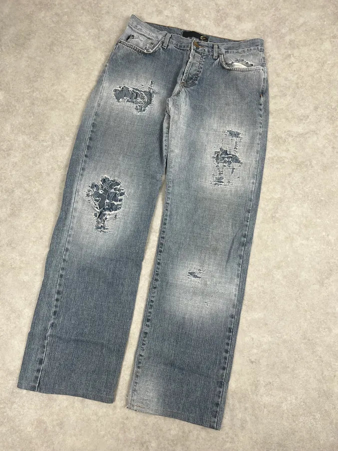 2000s Cavalli Distressed Light Blue Denim Jeans PhnzExr 4