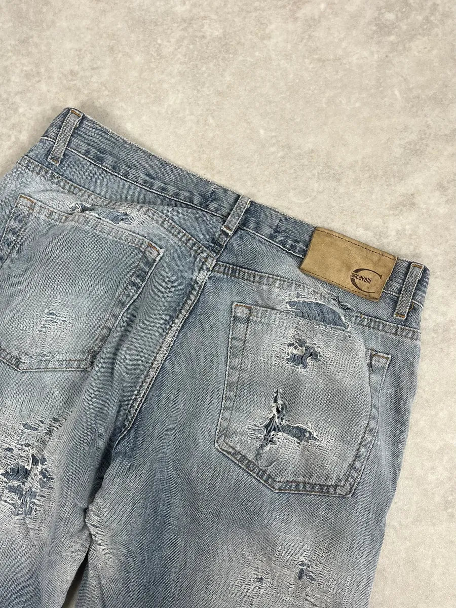 2000s Cavalli Distressed Light Blue Denim Jeans PhnzExr 7