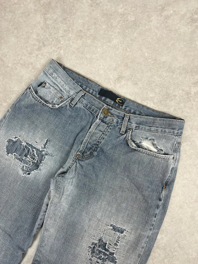 2000s Cavalli Distressed Light Blue Denim Jeans PhnzExr 5