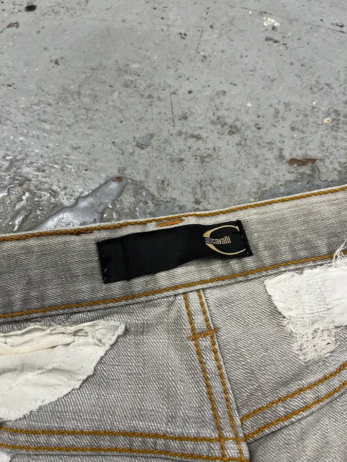 2000s Cavalli Distressed Stonewashed Grey Denim Jeans vuiGZZJ 10
