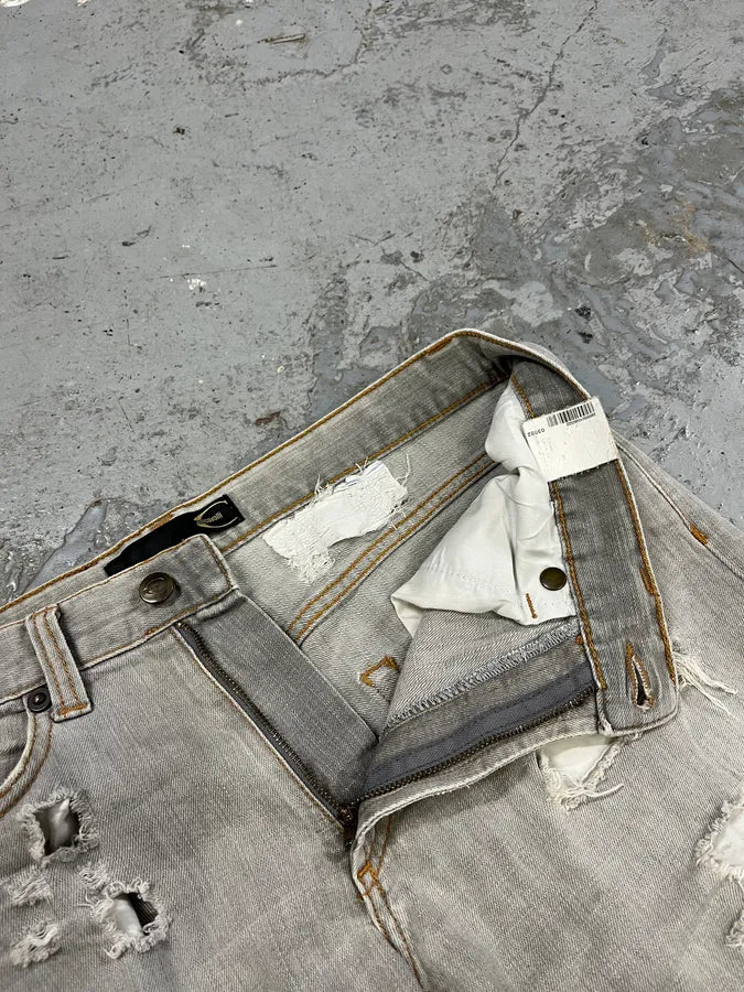 2000s Cavalli Distressed Stonewashed Grey Denim Jeans vuiGZZJ 9