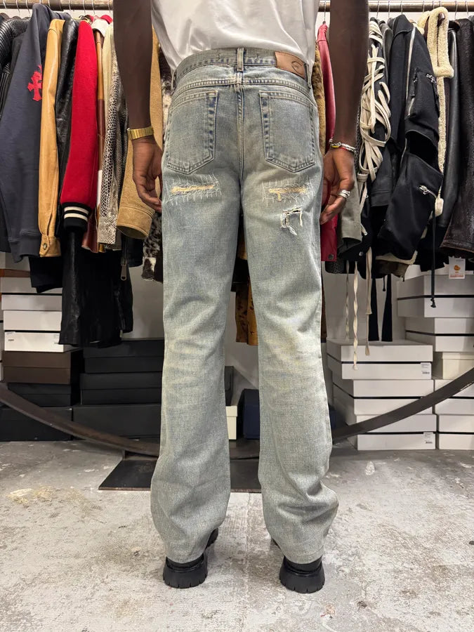 2000s Cavalli Distressed Sunfaded Blue Denim Jeans gKEuYGZ 2