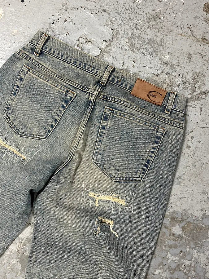 2000s Cavalli Distressed Sunfaded Blue Denim Jeans gKEuYGZ 7