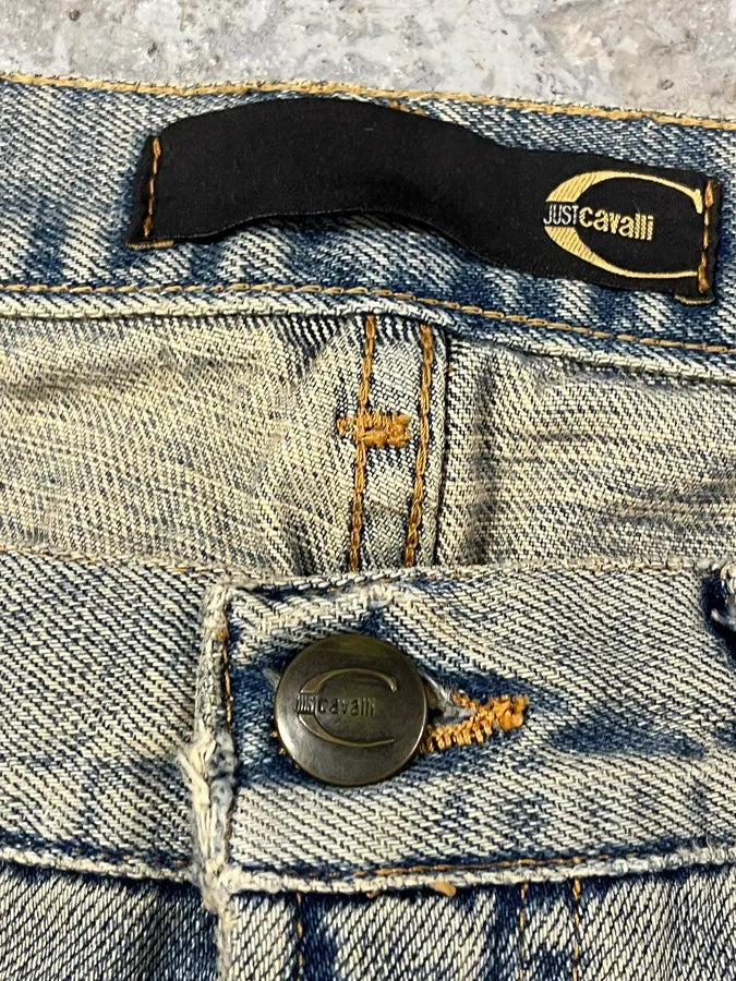 2000s Cavalli Distressed Sunfaded Blue Denim Jeans gKEuYGZ 8