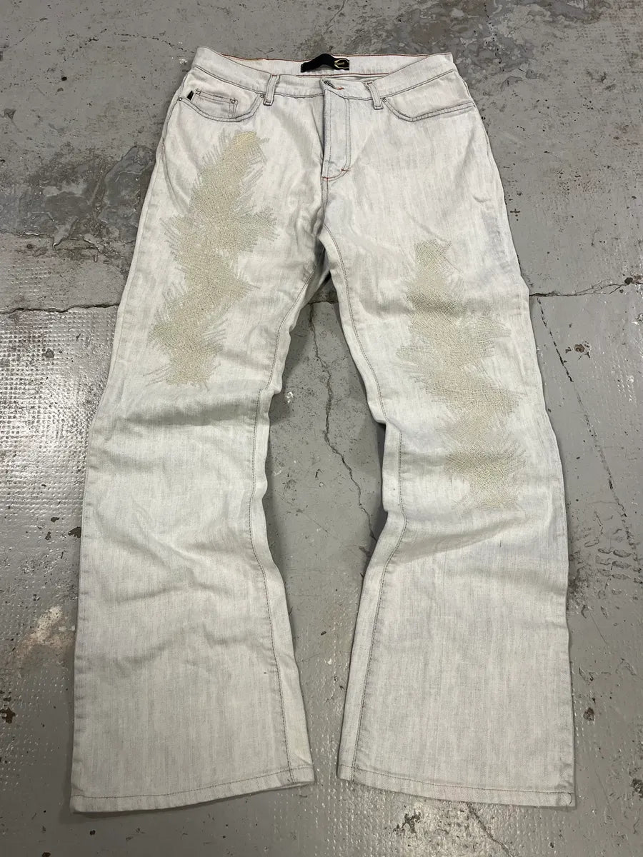 2000s Cavalli Distressed White Jeans hXhnbag 0