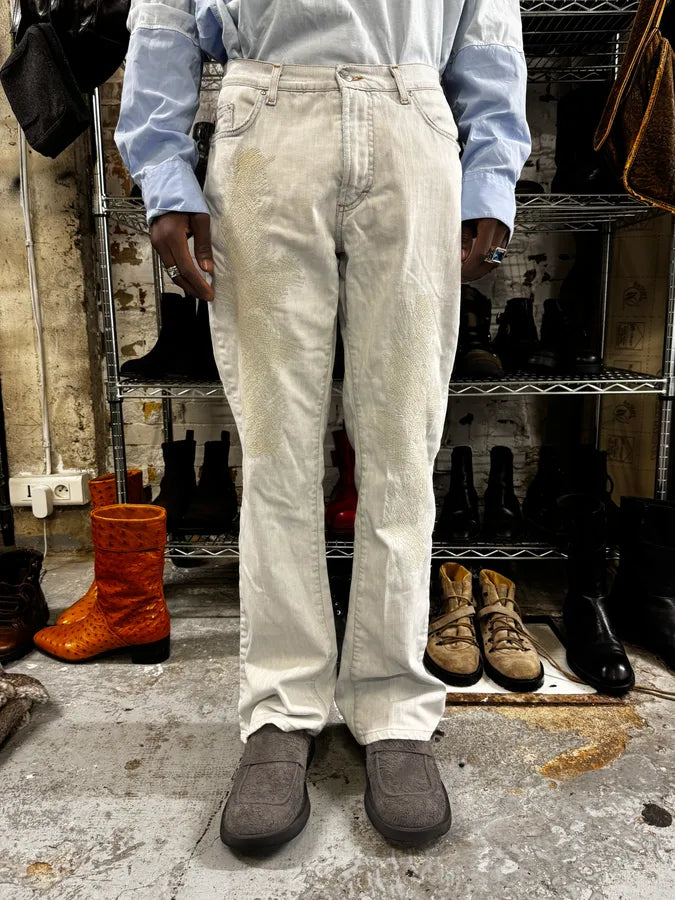 2000s Cavalli Distressed White Jeans hXhnbag 1