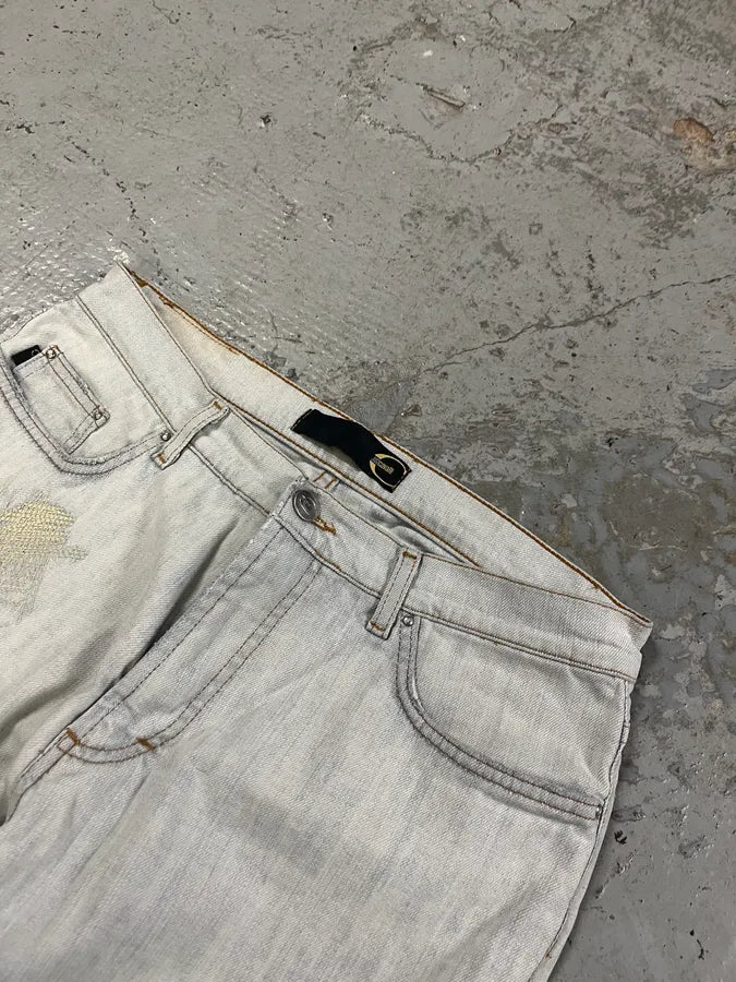 2000s Cavalli Distressed White Jeans hXhnbag 5