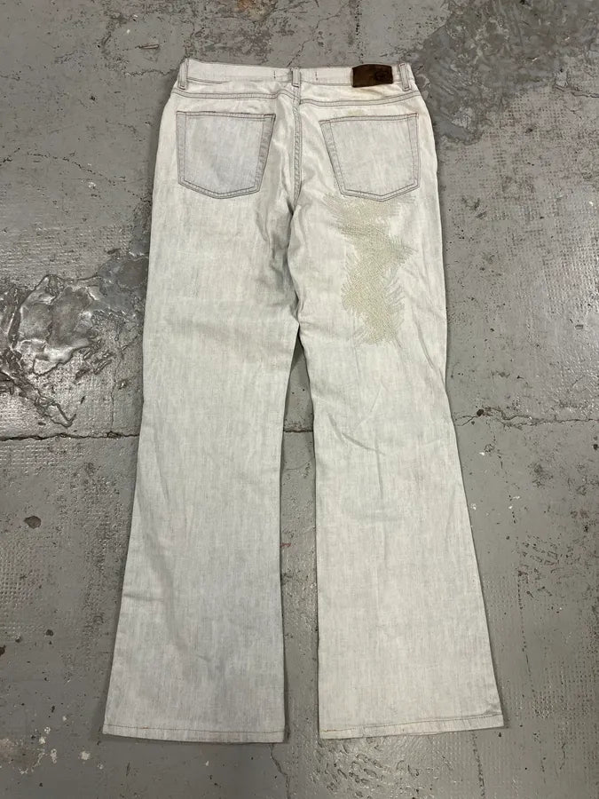 2000s Cavalli Distressed White Jeans hXhnbag 7