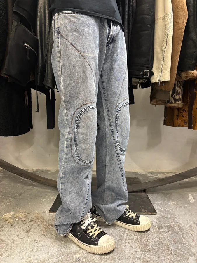 2000s Cavalli Double Knee Blue Denim Jeans pQyDSuT 2