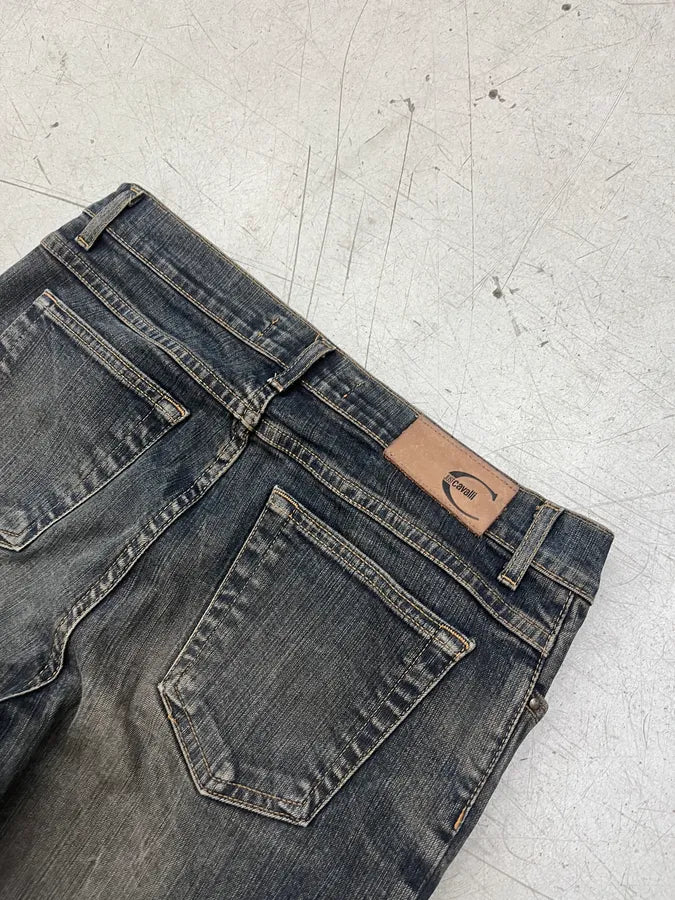 2000s Cavalli Dusted Grey Navy Faded Slim Denim Jeans orxxpqf 9