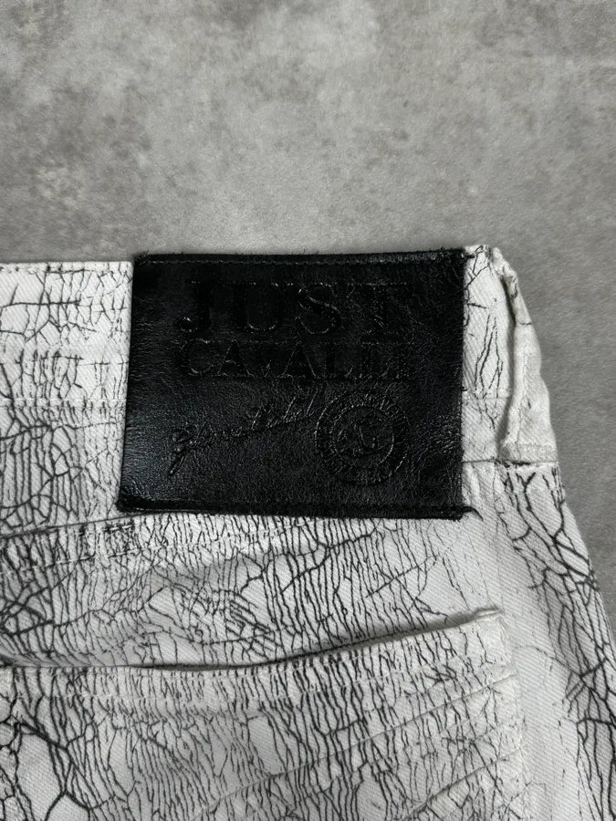 2000s Cavalli Earthquake Cracked White Print Pants rBRNHKG 6