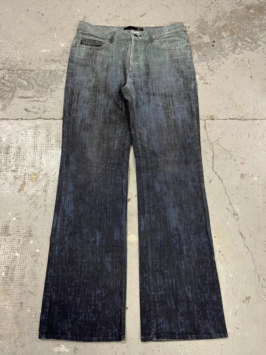 2000s Cavalli Elevation Disorder Blue Bootcut Pants (M) MyqqSNc 0