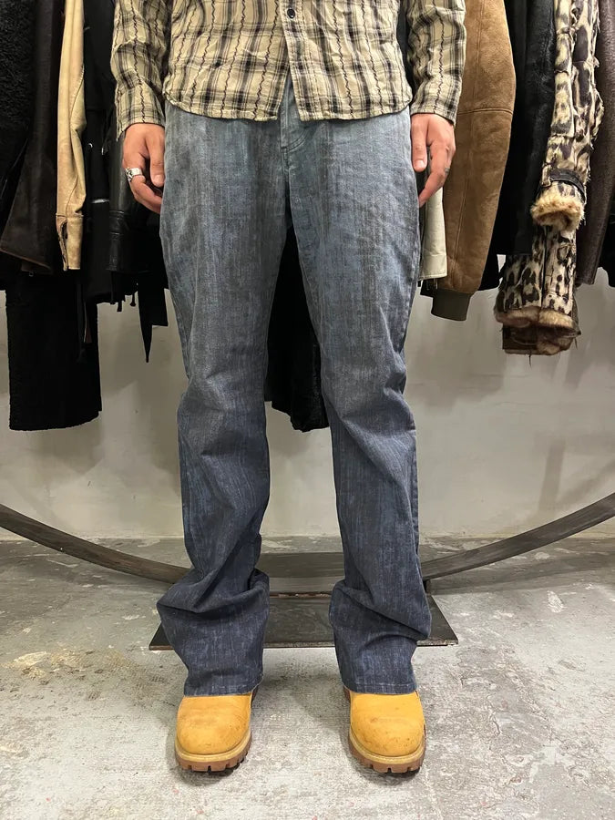 2000s Cavalli Elevation Disorder Blue Bootcut Pants (M) MyqqSNc 2