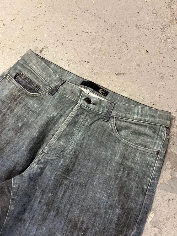 2000s Cavalli Elevation Disorder Blue Bootcut Pants (M) MyqqSNc 5