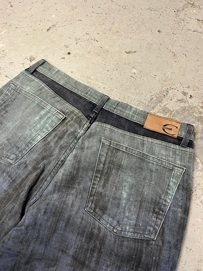 2000s Cavalli Elevation Disorder Blue Bootcut Pants (M) MyqqSNc 8