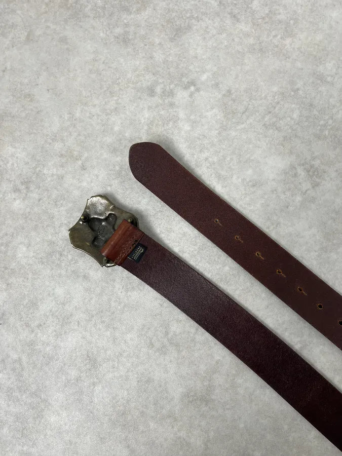 2000s Cavalli Elevation Gems Buckle Brown Leather Belt RvWyytf 4