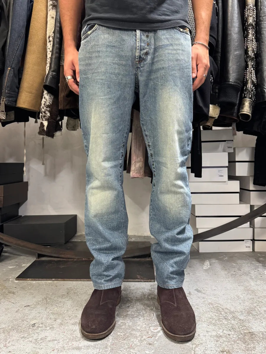 2000s Cavalli Embellished Blue Faded Denim Jeans OHCRWth 0
