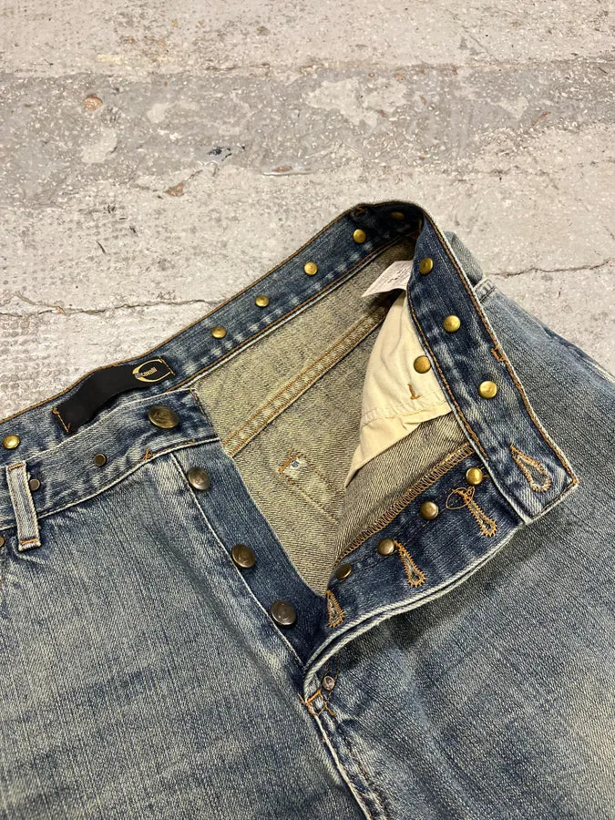 2000s Cavalli Embellished Blue Faded Denim Jeans OHCRWth 10