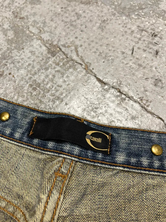 2000s Cavalli Embellished Blue Faded Denim Jeans OHCRWth 11