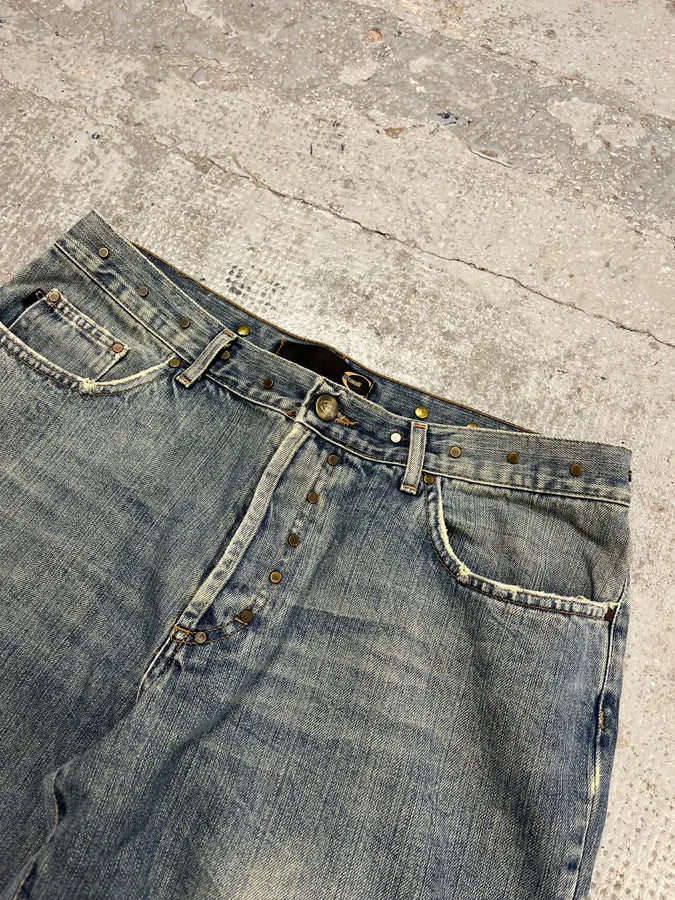 2000s Cavalli Embellished Blue Faded Denim Jeans OHCRWth 5