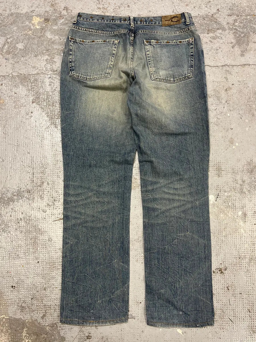 2000s Cavalli Embellished Blue Faded Denim Jeans OHCRWth 7