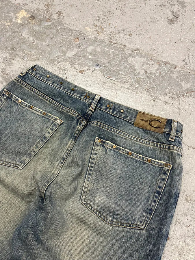 2000s Cavalli Embellished Blue Faded Denim Jeans OHCRWth 8