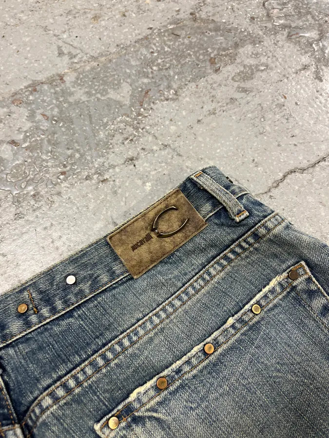 2000s Cavalli Embellished Blue Faded Denim Jeans OHCRWth 9