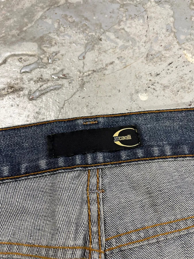 2000s Cavalli Embroidered Blue Denim Jeans mtzouiQ 11
