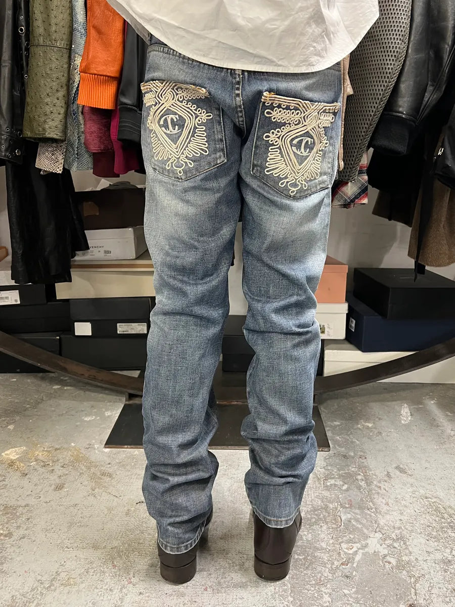 2000s Cavalli Embroidered Blue Denim Jeans mtzouiQ 3