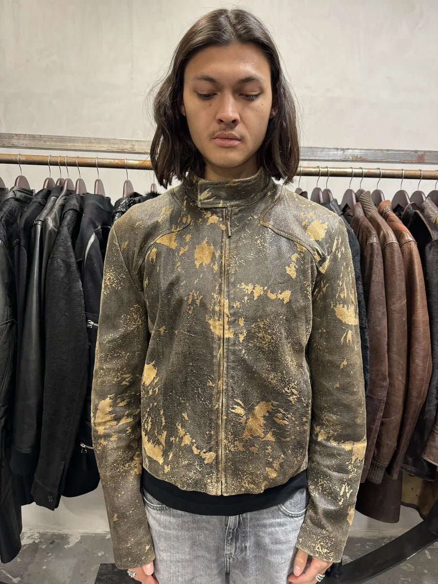 2000s Cavalli Eroded Grey Earth Leather Jacket (M) VeUPFId 2