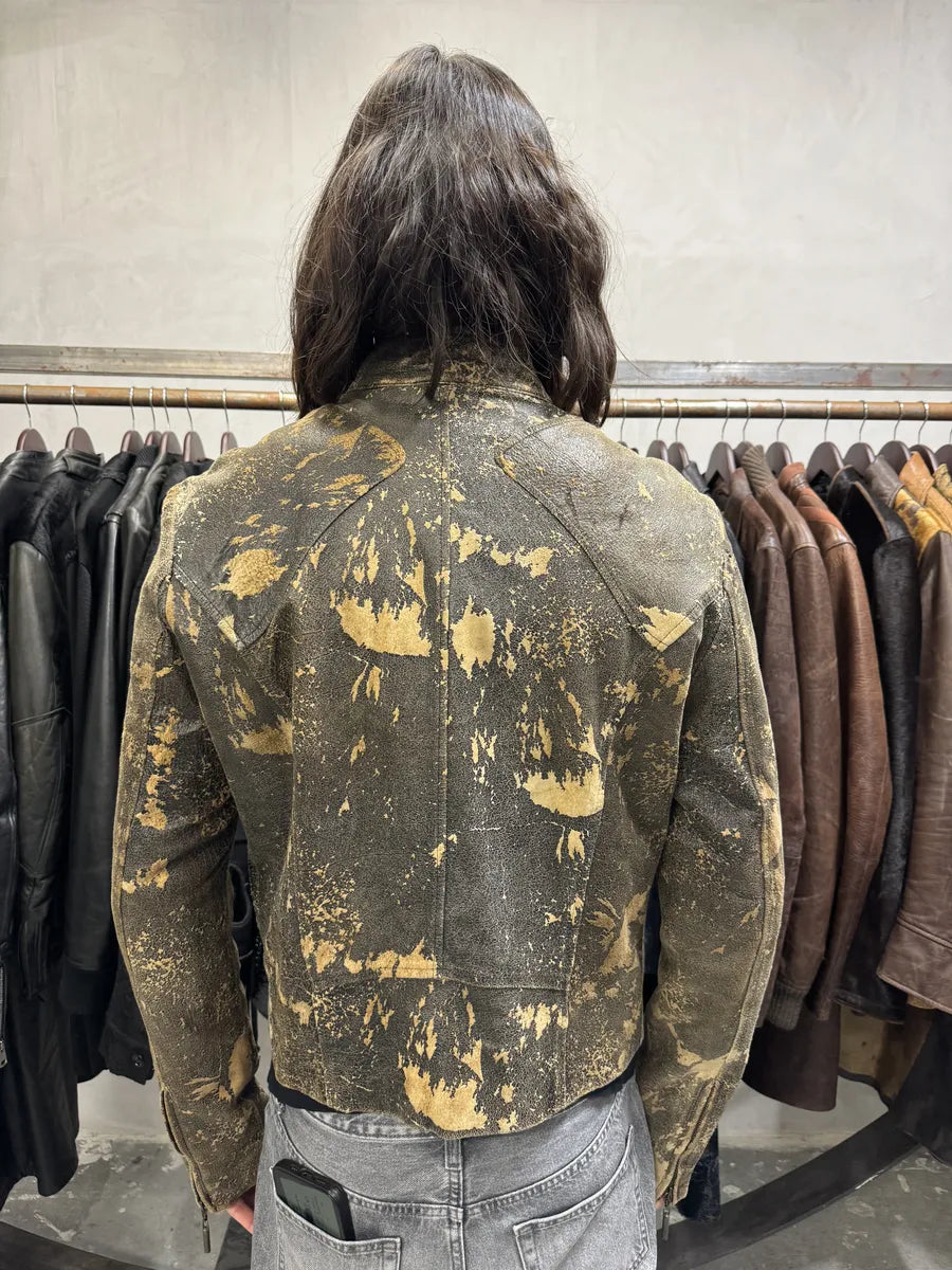 2000s Cavalli Eroded Grey Earth Leather Jacket (M) VeUPFId 3