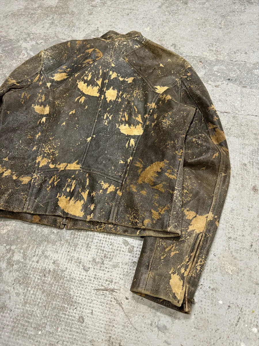 2000s Cavalli Eroded Grey Earth Leather Jacket (M) VeUPFId 5