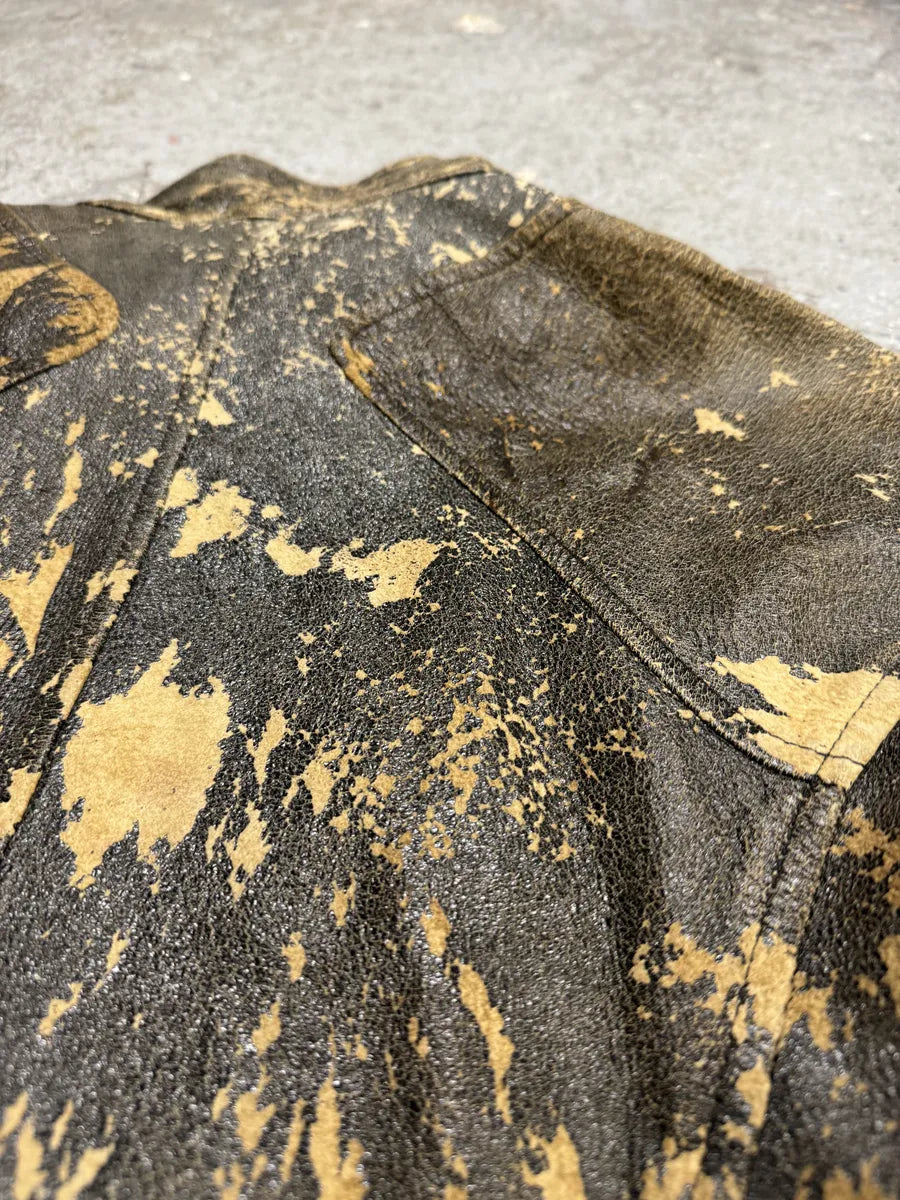 2000s Cavalli Eroded Grey Earth Leather Jacket (M) VeUPFId 8