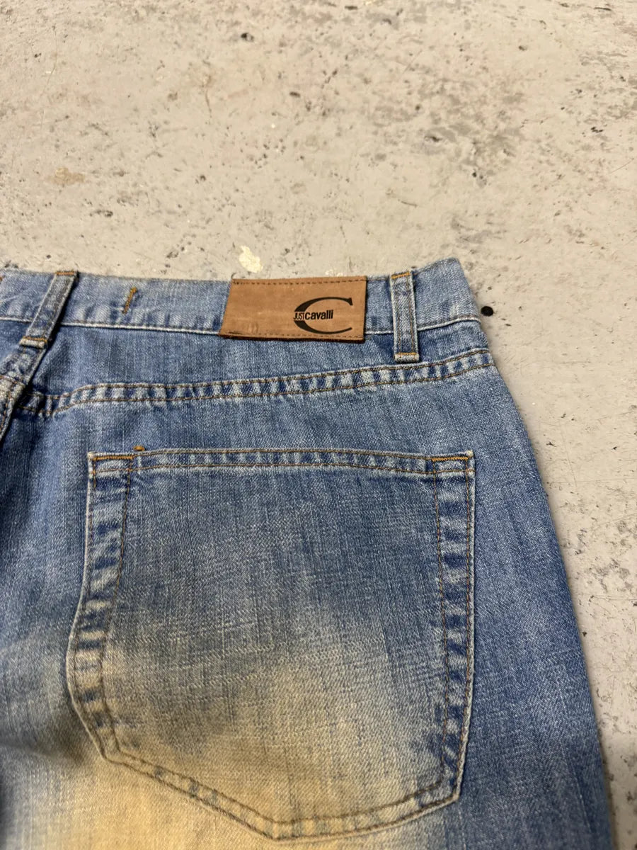 2000s Cavalli Extra Faded Flared Blue Denim Jeans jzqXfra 6