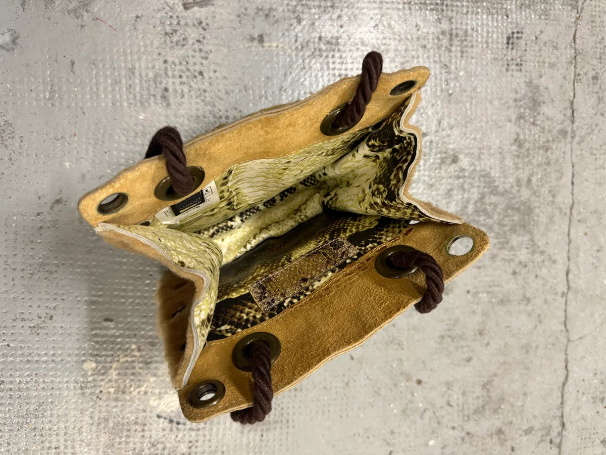 2000s Cavalli Eyelet Beige Crocodile Effect Leather Knot Handle Bag HuUlfwY 5