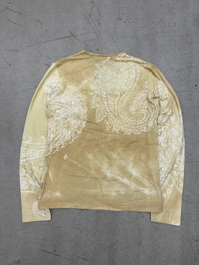 AW2003 Cavalli Faded Beige Tribal Flowers V-Neck Longsleeve XPxXJAz 7