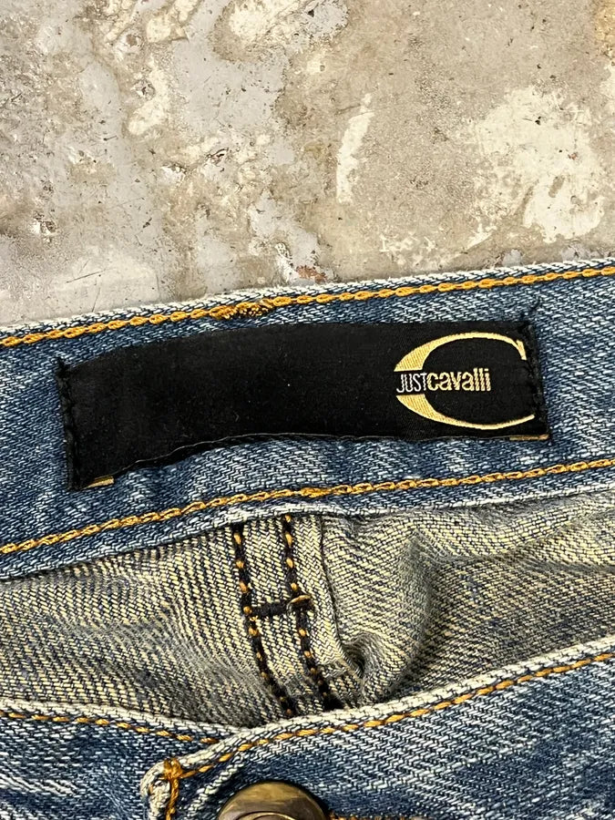 2000s Cavalli Faded Denim Distressed Denim Jeans QfGggYv 8