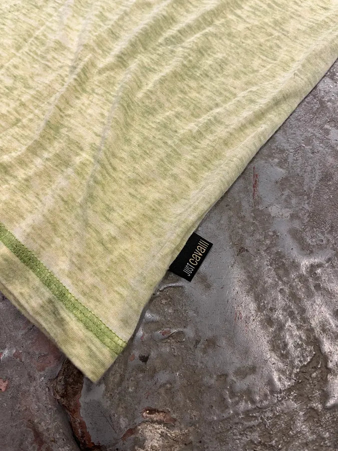 2000s Cavalli Faded Green Indian Tothem T-Shirt PKzbfiw 6