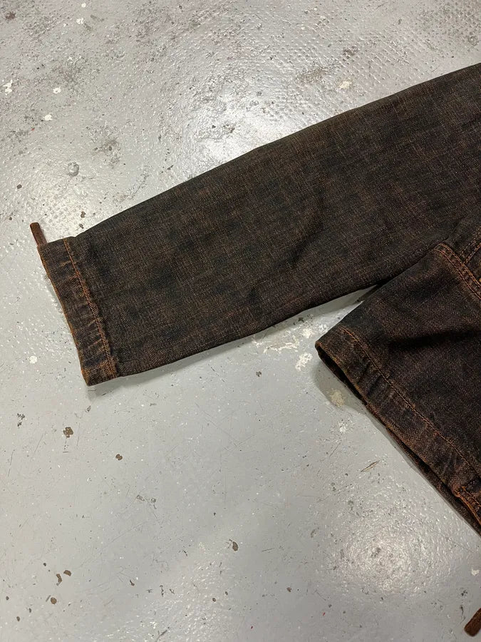 2000s Cavalli Faded Orange Black Denim Jacket itxFXnv 6