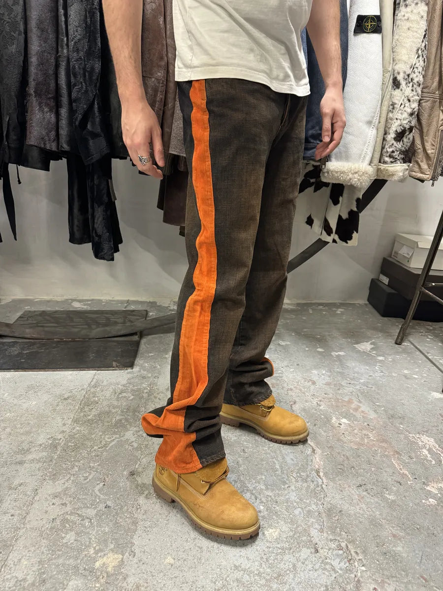 2000s Cavalli Faded Orange Velvet Line Denim Jeans uJdgmdE 1