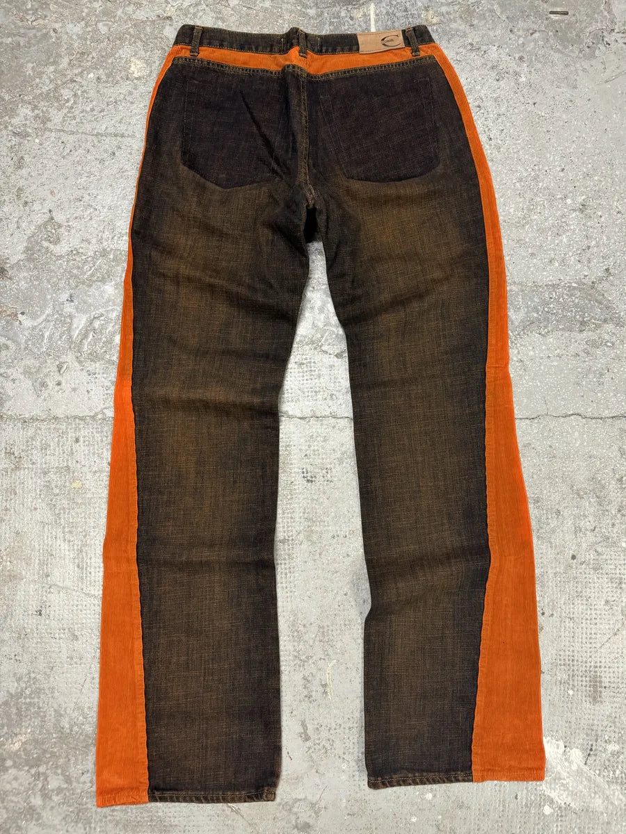 2000s Cavalli Faded Orange Velvet Line Denim Jeans uJdgmdE 3