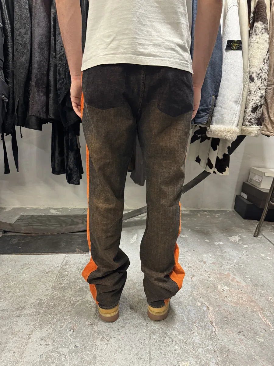 2000s Cavalli Faded Orange Velvet Line Denim Jeans uJdgmdE 5